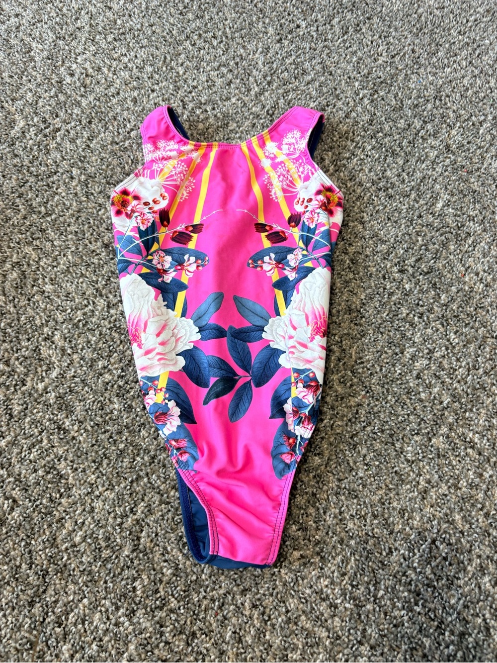 Kids Floral Pink One-Piece Gymnastics Suit